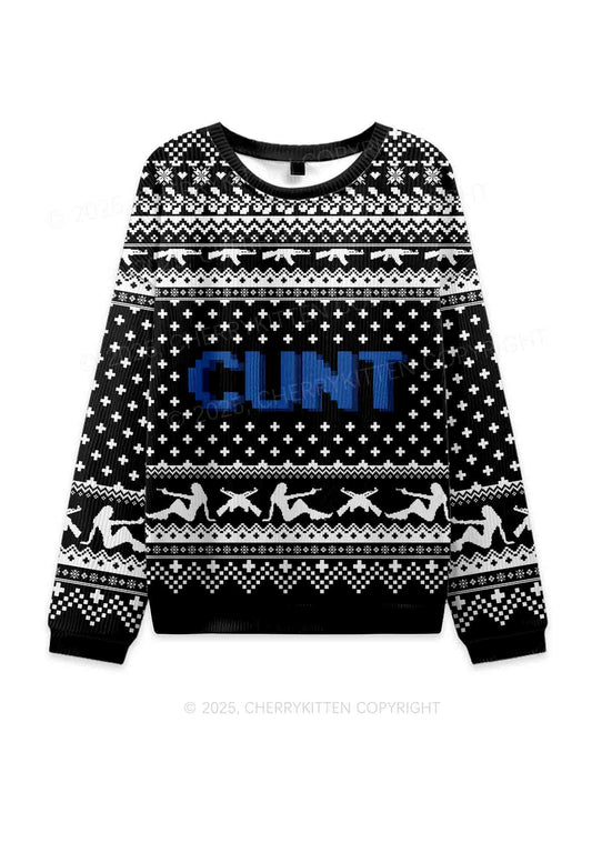 Black Cxxt Y2K Ugly Sweater Cherrykitten