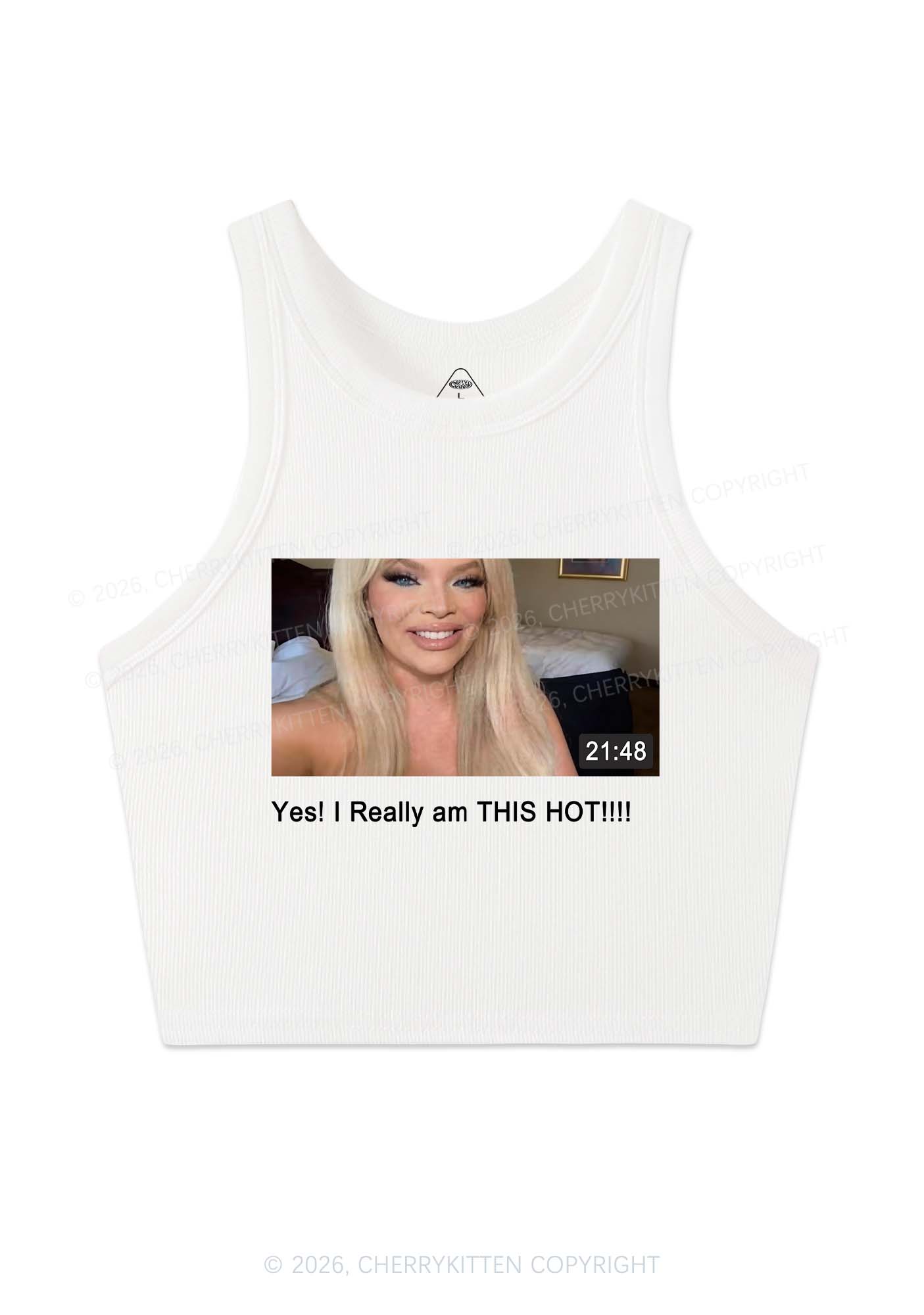 I Am Really Hot Y2K Crop Tank Top Cherrykitten