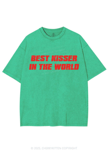 Best Kisser In The World Y2K Shirts Washed Tee Cherrykitten