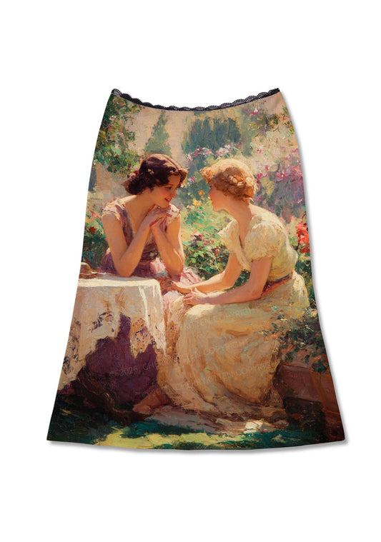 Garden Chat Pride Y2K Print Midi Skirt Cherrykitten
