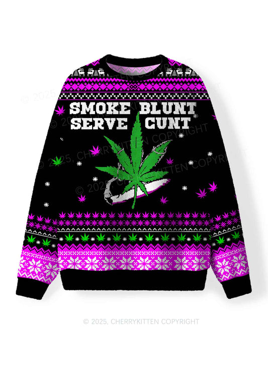 Smoke Blunt Wxxd Y2K Christmas Knit Sweatshirt Cherrykitten