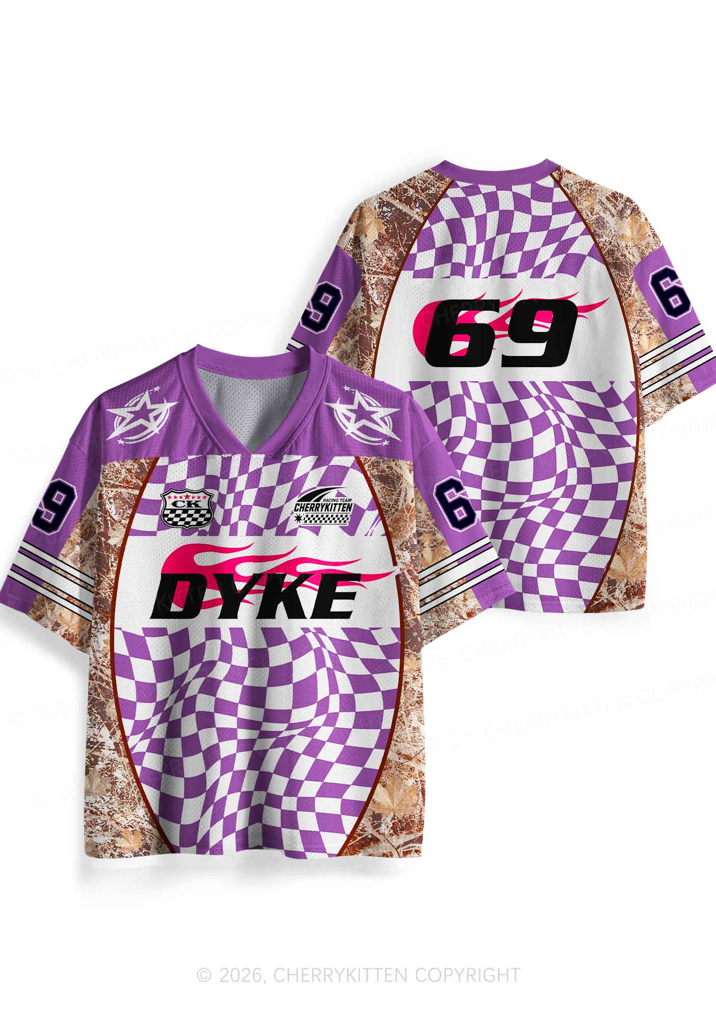Purple Plaid Dyke Pride Y2K Sport Jersey Shirts Cherrykitten