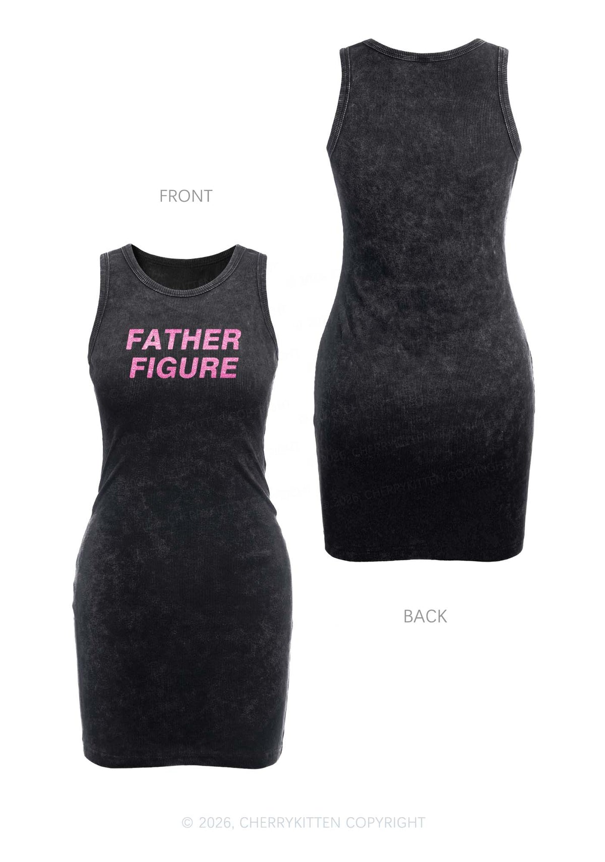 Glitter Father Figure Y2K Washed Tank Dress Cherrykitten