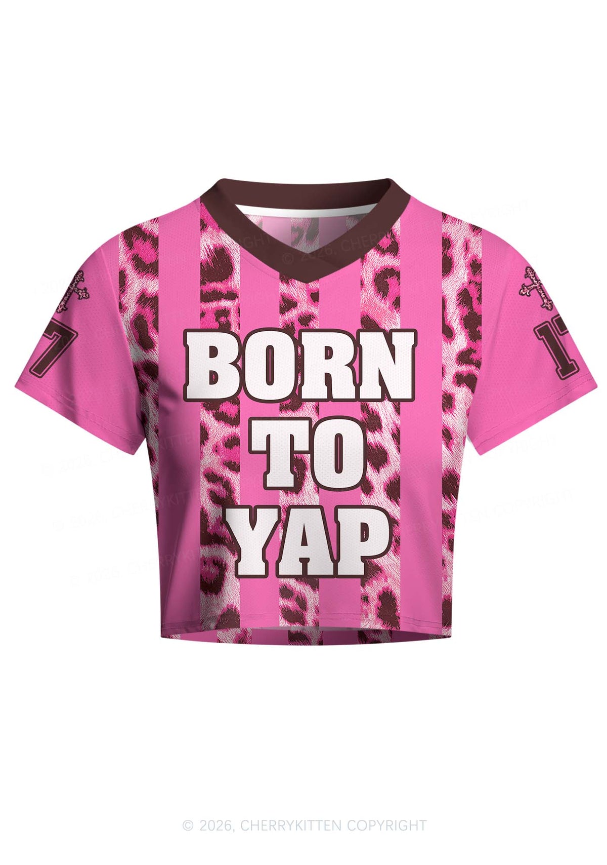 Born To Yap Y2K Crop Football Jersey Shirts Cherrykitten