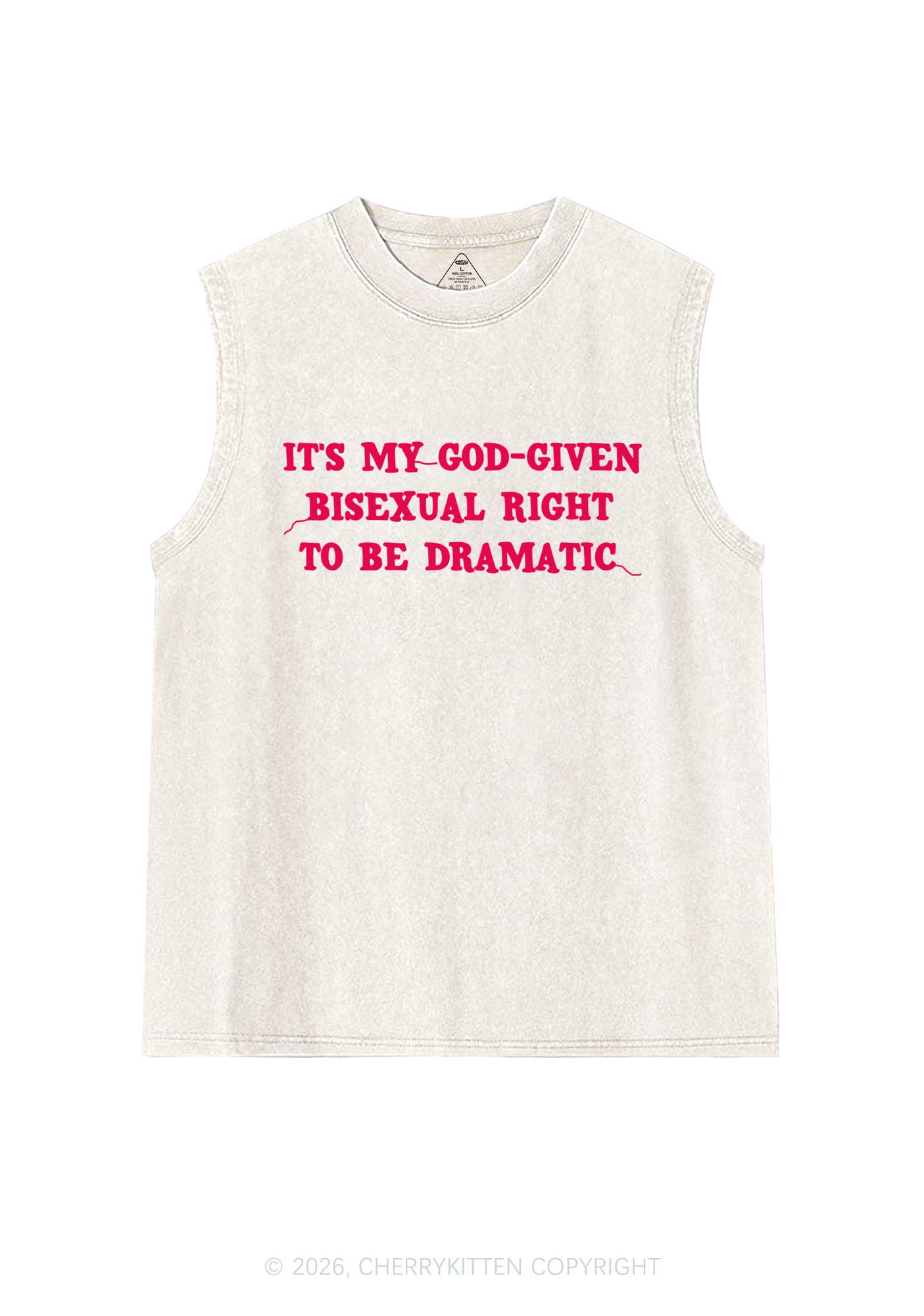 God Given Bisexual Right Pride Y2K Washed Muscle Tank Cherrykitten