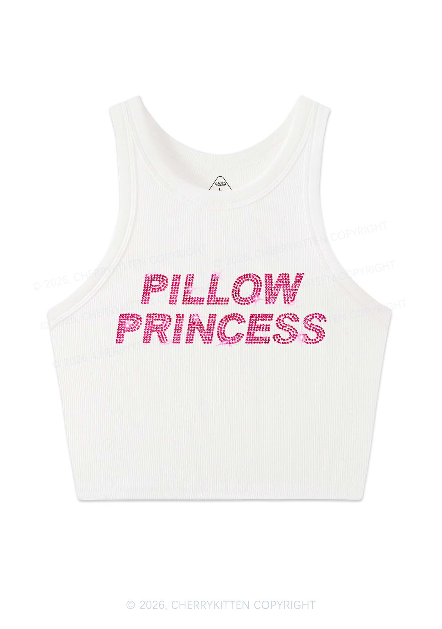 Rhinestone Pillow Princess Y2K Crop Tank Top Cherrykitten