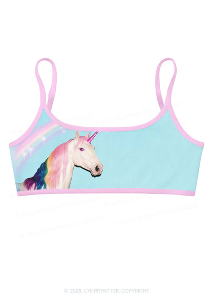 Colorful Unicorn Y2K Print Super Crop Cami Cherrykitten