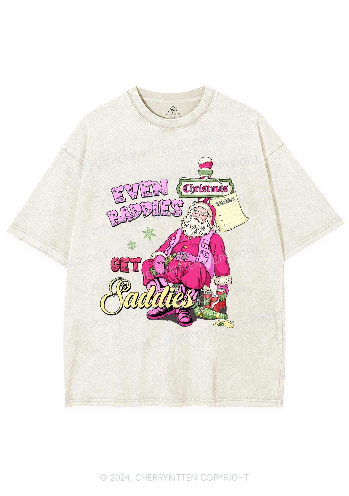 Christmas Baddies Santa Y2K Washed Tee Cherrykitten