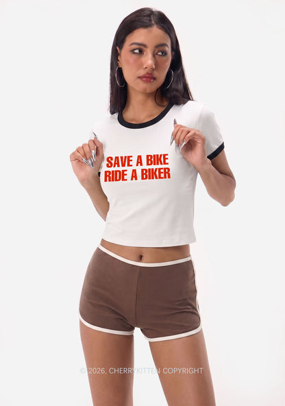 Save Bike Ride Biker Y2K Ringer Tee Cherrykitten