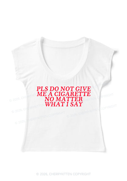Dont Give Me Cigarette Y2K V Neck T Shirts Cherrykitten