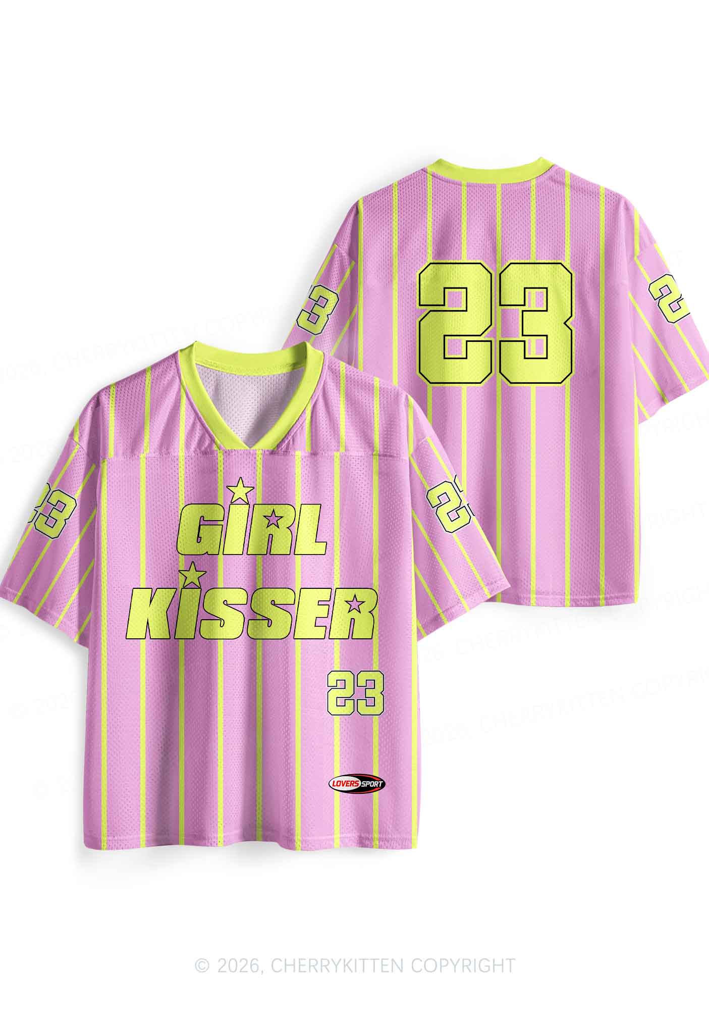 Pale Yellow Girl Kisser Pride Y2K Sport Jersey Shirts Cherrykitten