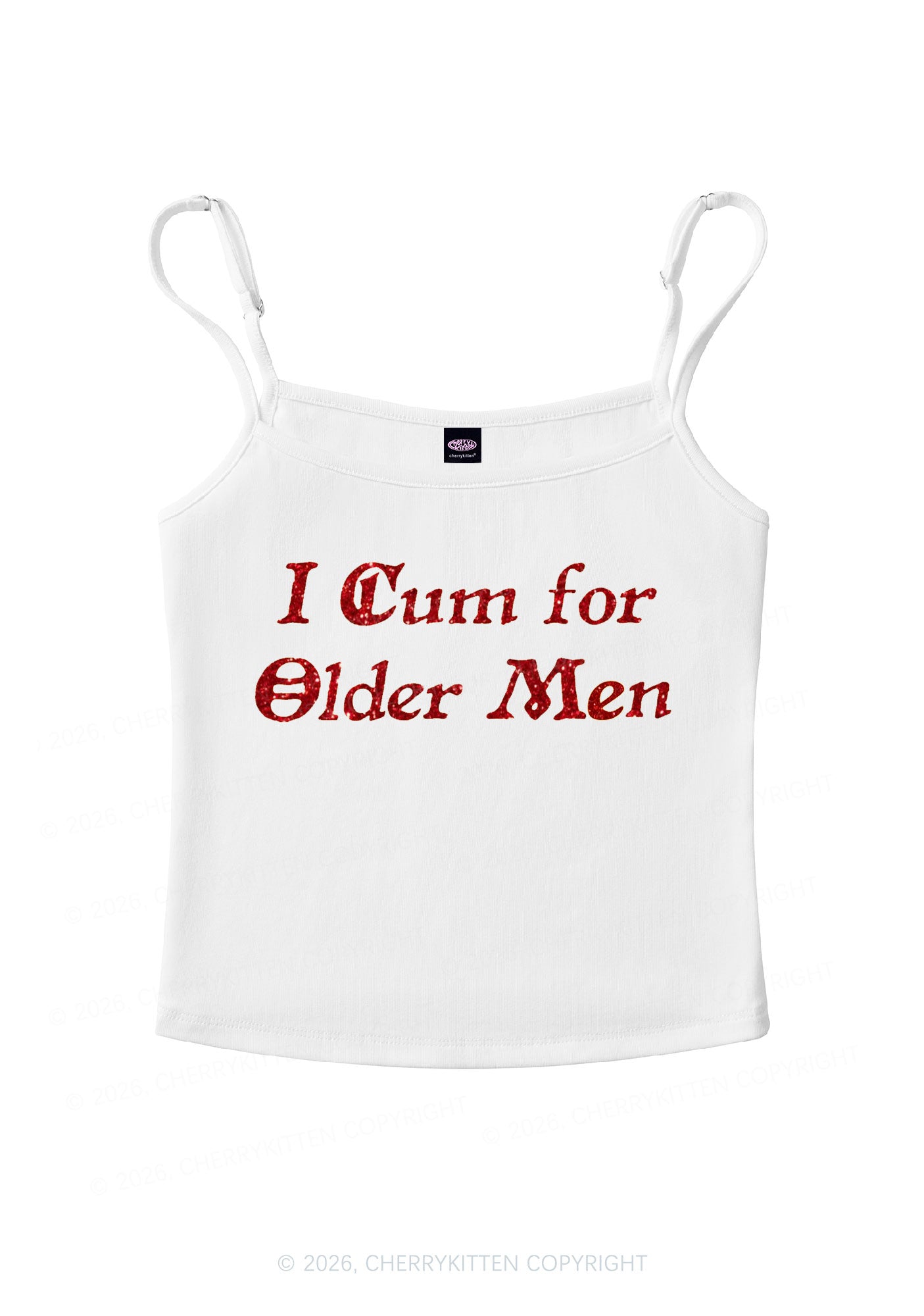 Glitter Come For Older Men Y2K Spaghetti Strap Cami Cherrykitten
