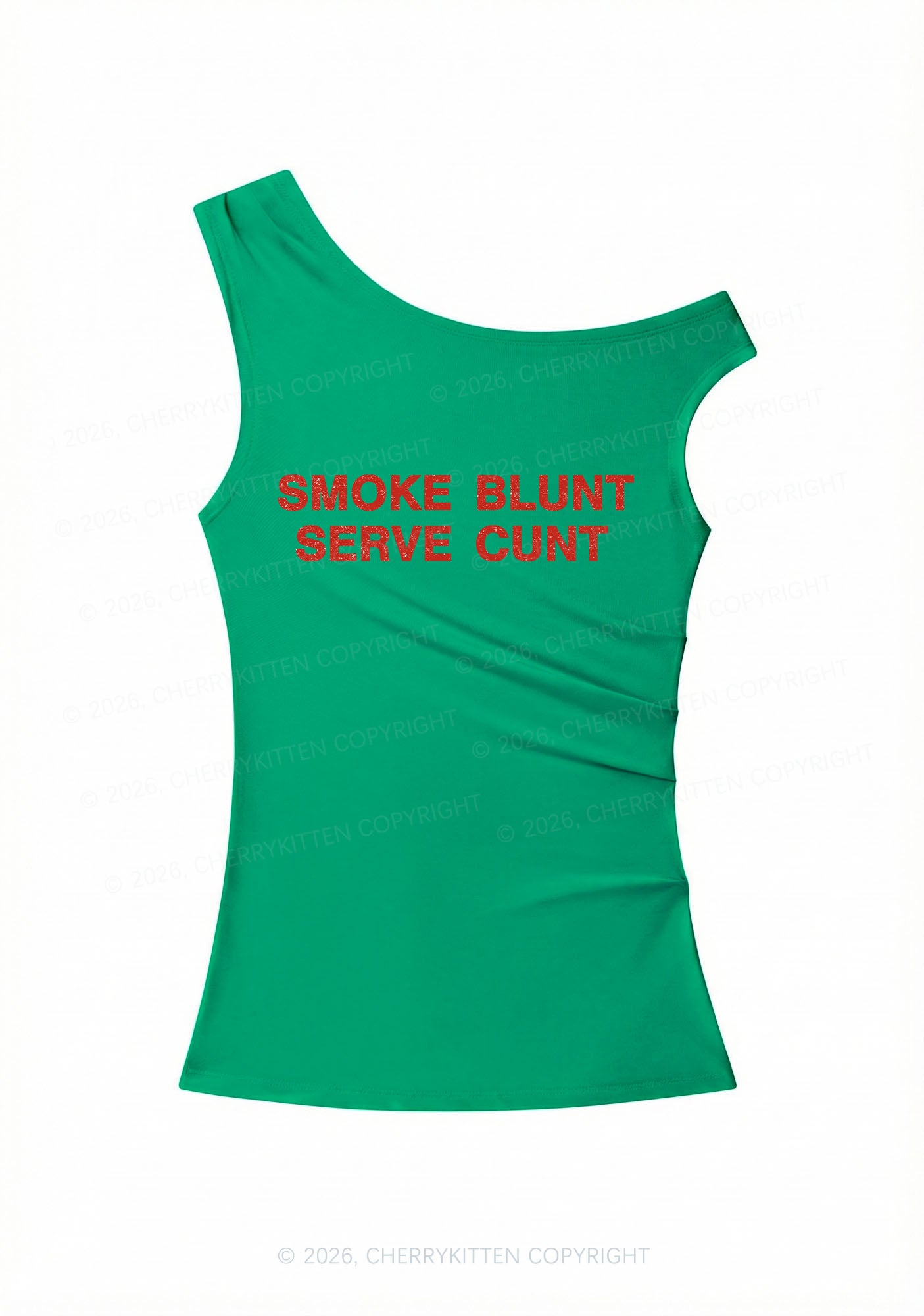 Smoke Blunt Y2K Off Shoulder Tank Top Cherrykitten