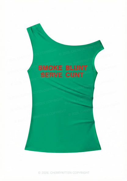 Smoke Blunt Y2K Off Shoulder Tank Top Cherrykitten