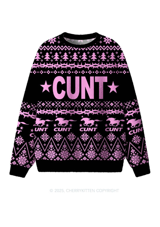 Cxxt Pony Y2K Christmas Knit Sweatshirt Cherrykitten
