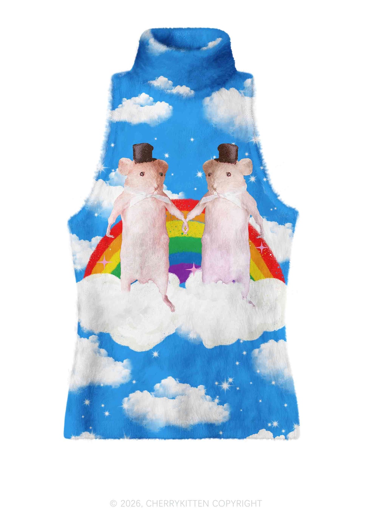 Gay Rats Pride Y2K Knit Turtleneck Tank Top Cherrykitten