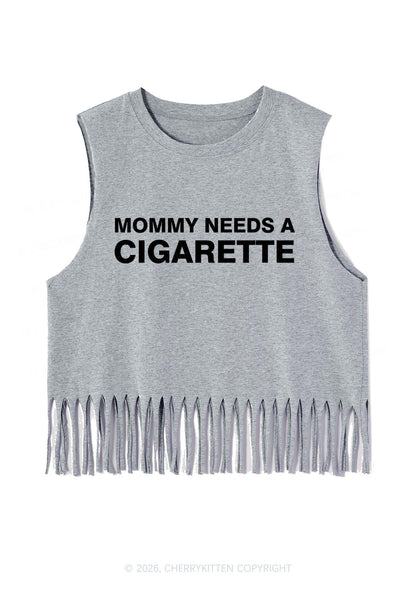 Mommy Needs A Cigarette Y2K Fringe Tank Top Cherrykitten