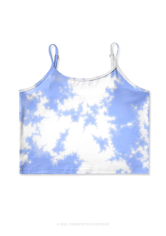 Blue Sky White Clouds Y2K Print Cami Crop Top Cherrykitten