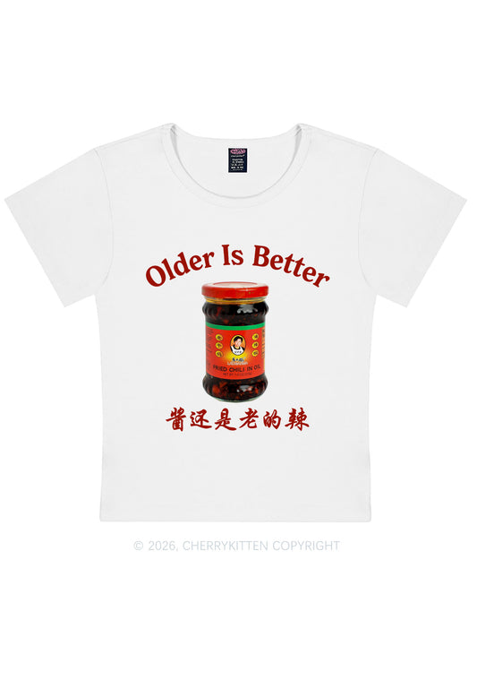 Older Is Better Y2K Baby Tee Cherrykitten