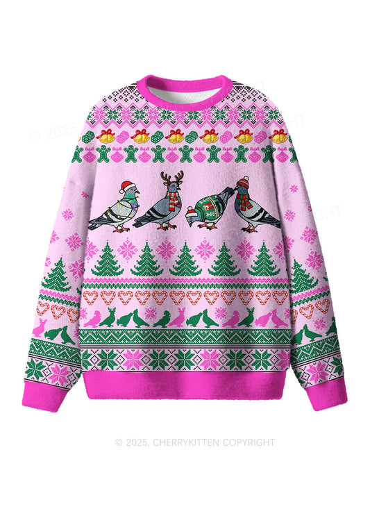 Christmas Pigeon Y2K Christmas Knit Sweatshirt Cherrykitten