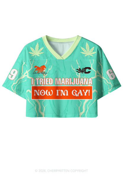 Now Im Gay Pride Y2K Crop Sport Jersey Shirts Cherrykitten