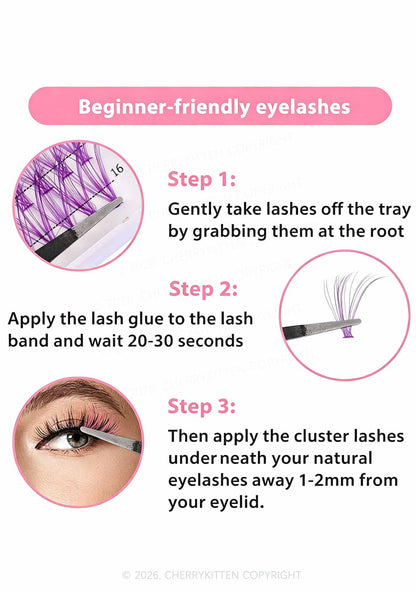 DIY Rainbow Lash Clusters 120pcs Y2K Individual Eyeslash Extensions Cherrykitten