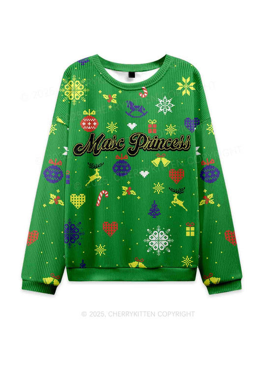 Masc Princess Pride Y2K Christmas Knit Sweatshirt Cherrykitten