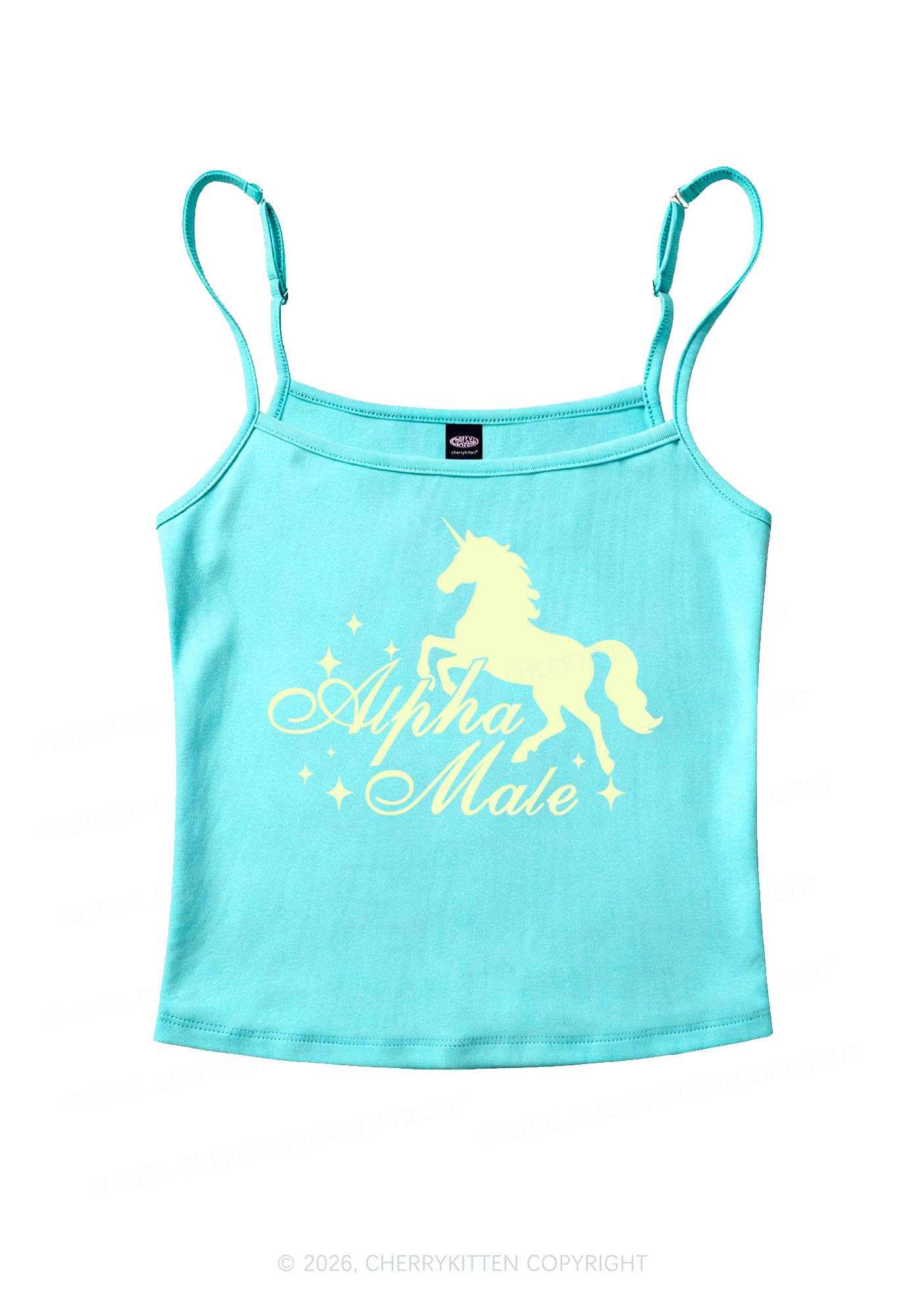 Yellow Alpha Male Unicorn Pride Y2K Spaghetti Strap Cami Cherrykitten