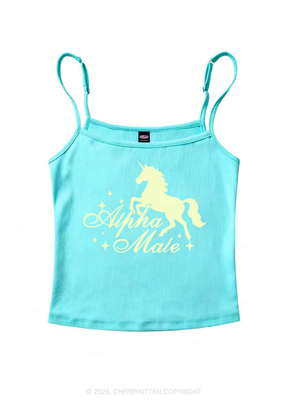Yellow Alpha Male Unicorn Pride Y2K Spaghetti Strap Cami Cherrykitten
