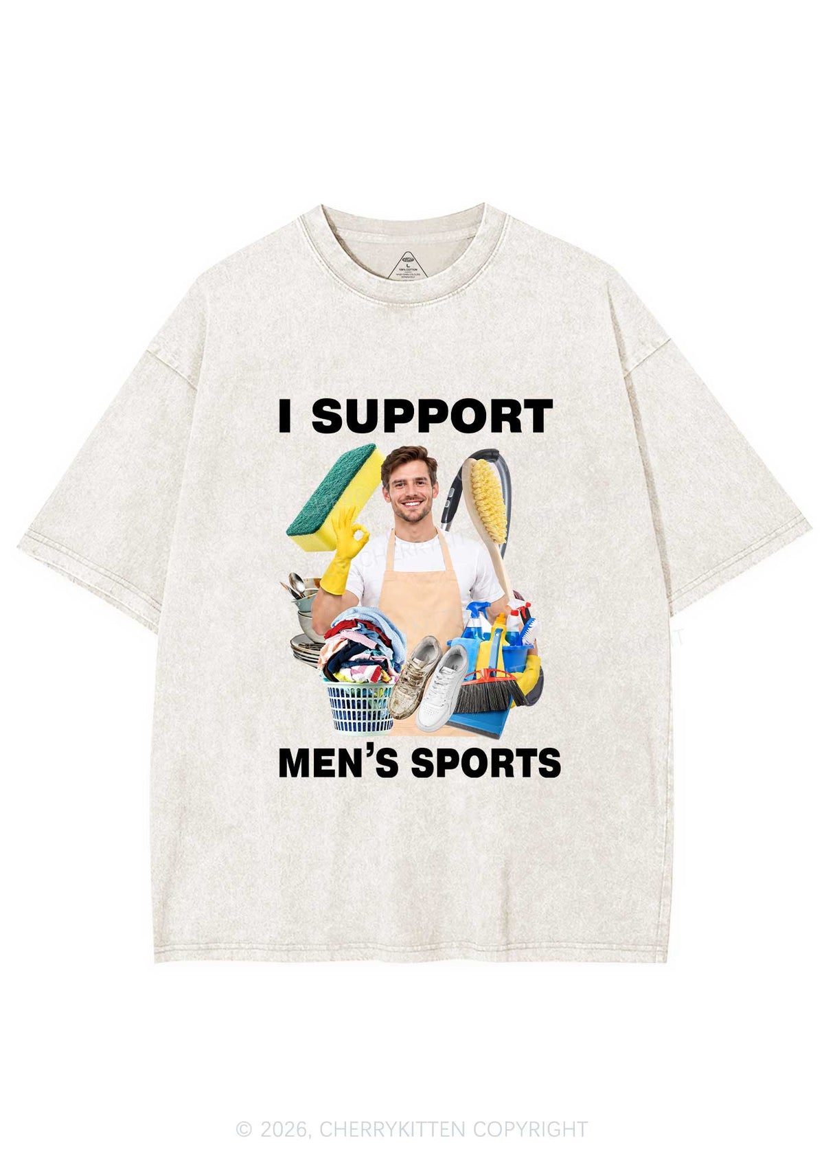 I Support Mens Sports Y2K Shirts Washed Tee Cherrykitten