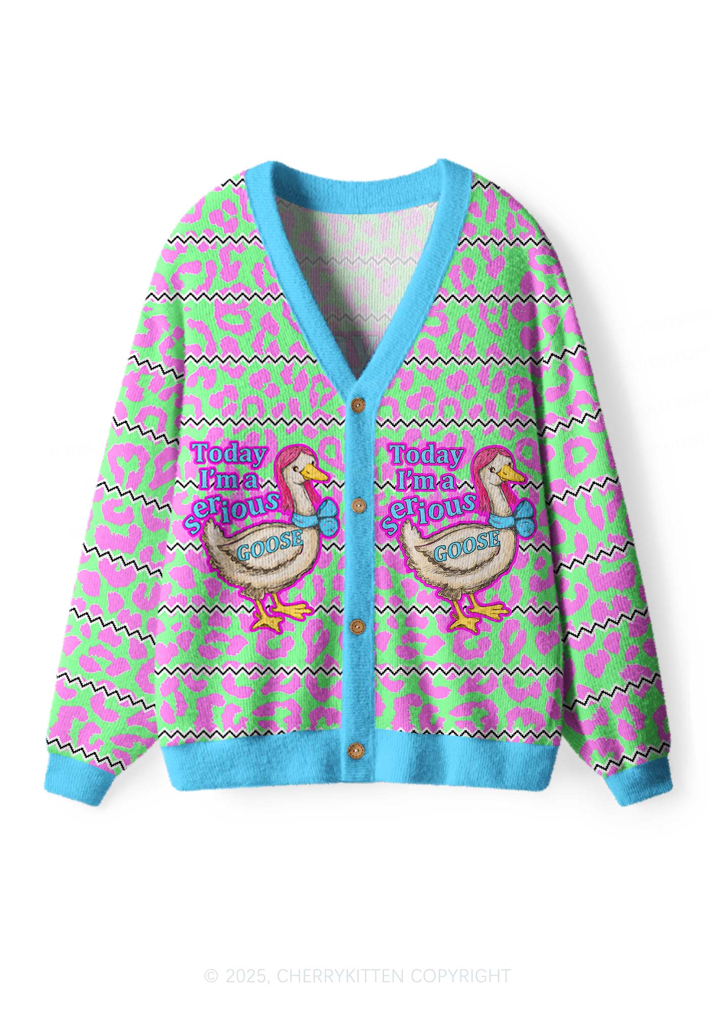 Serious Goose Y2K Christmas Cardigan Knit Sweatshirt Cherrykitten