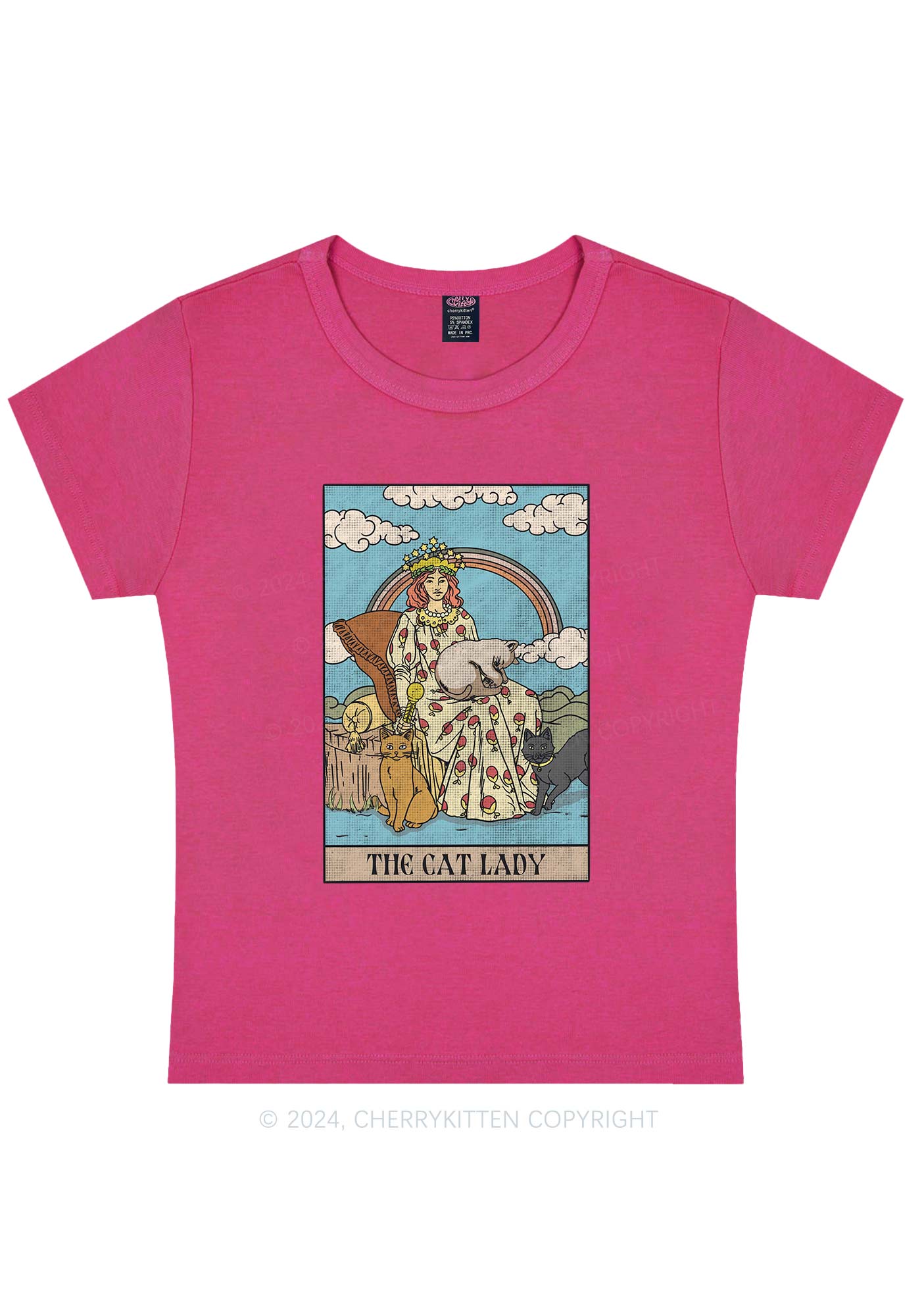 The Cat Lady Y2K Baby Tee Cherrykitten