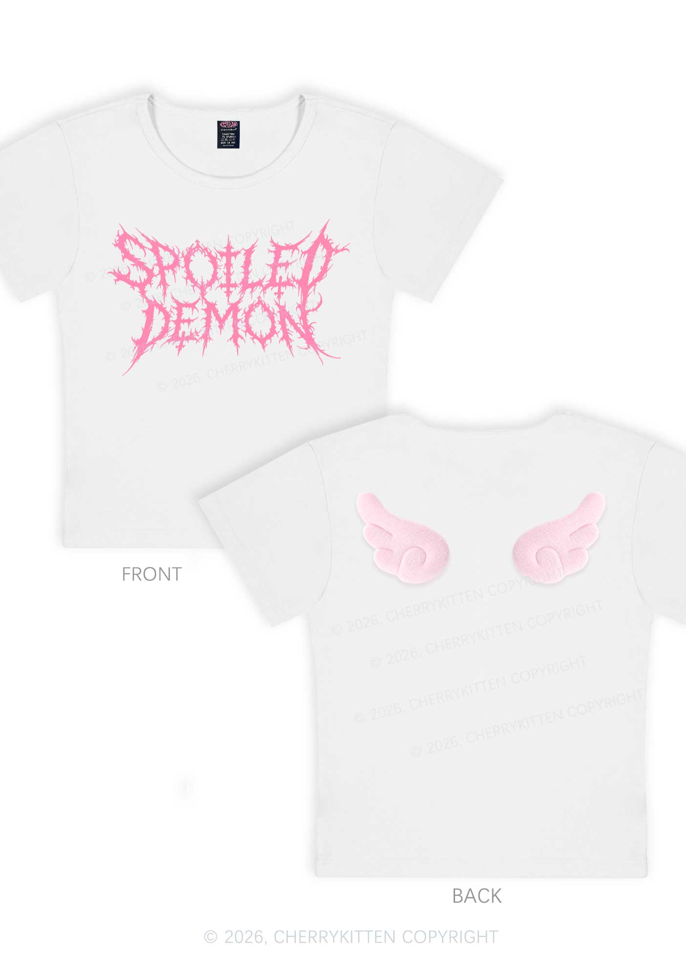 Halloween Spoiled Demon Y2K Goth Angel Wings Baby Tee Cherrykitten