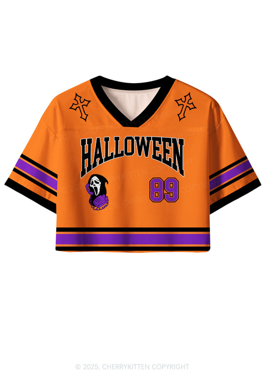 Halloween Custom Horror Hang Up Y2K Crop Sport Jersey Shirts Cherrykitten