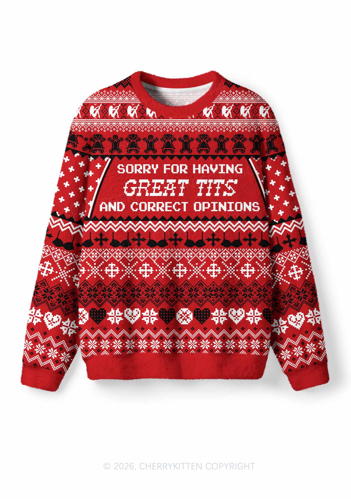 Sorry For Having Correct Opinions Y2K Christmas Knit Sweatshirt Cherrykitten