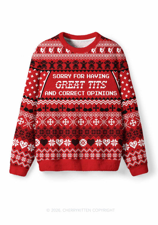 Sorry For Having Correct Opinions Y2K Christmas Knit Sweatshirt Cherrykitten