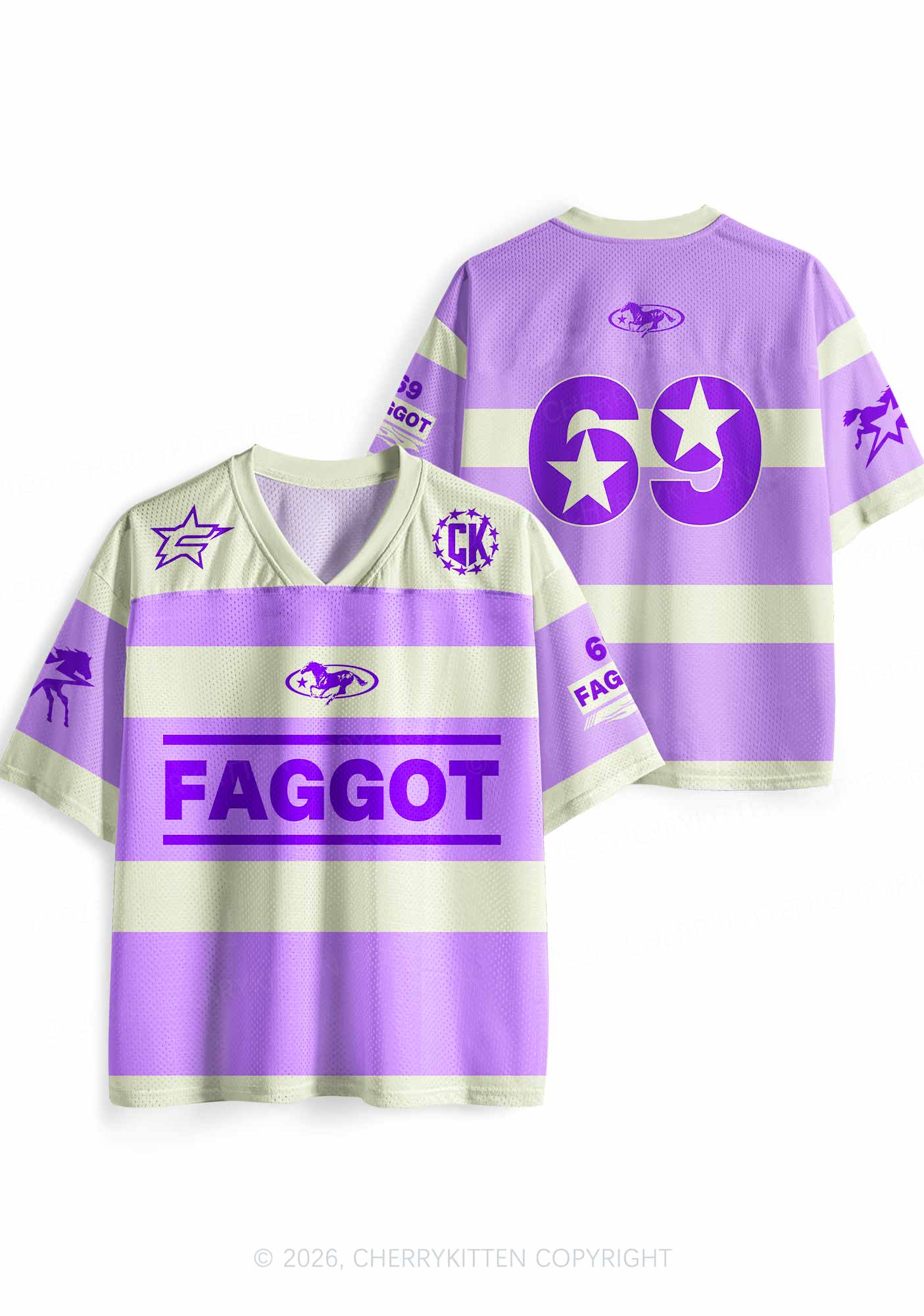 Purple Faggot Stripes Pride Y2K Sport Jersey Shirts Cherrykitten