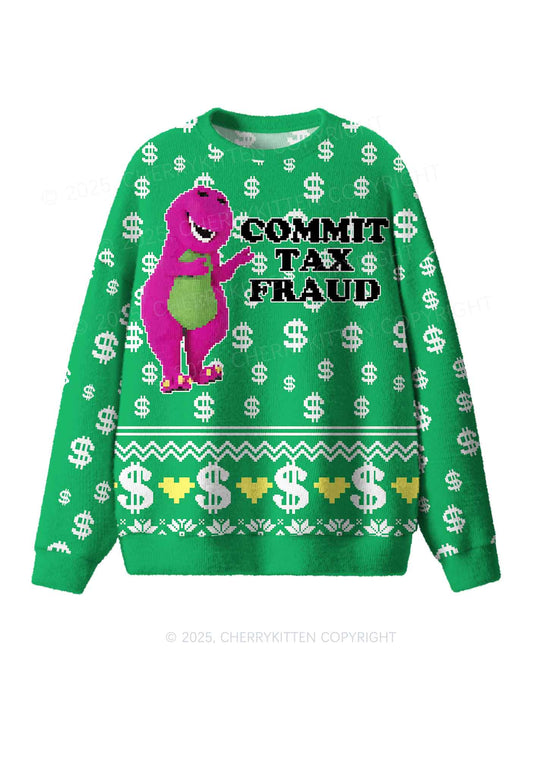 Commit Tax Fraud Y2K Christmas Knit Sweatshirt Cherrykitten