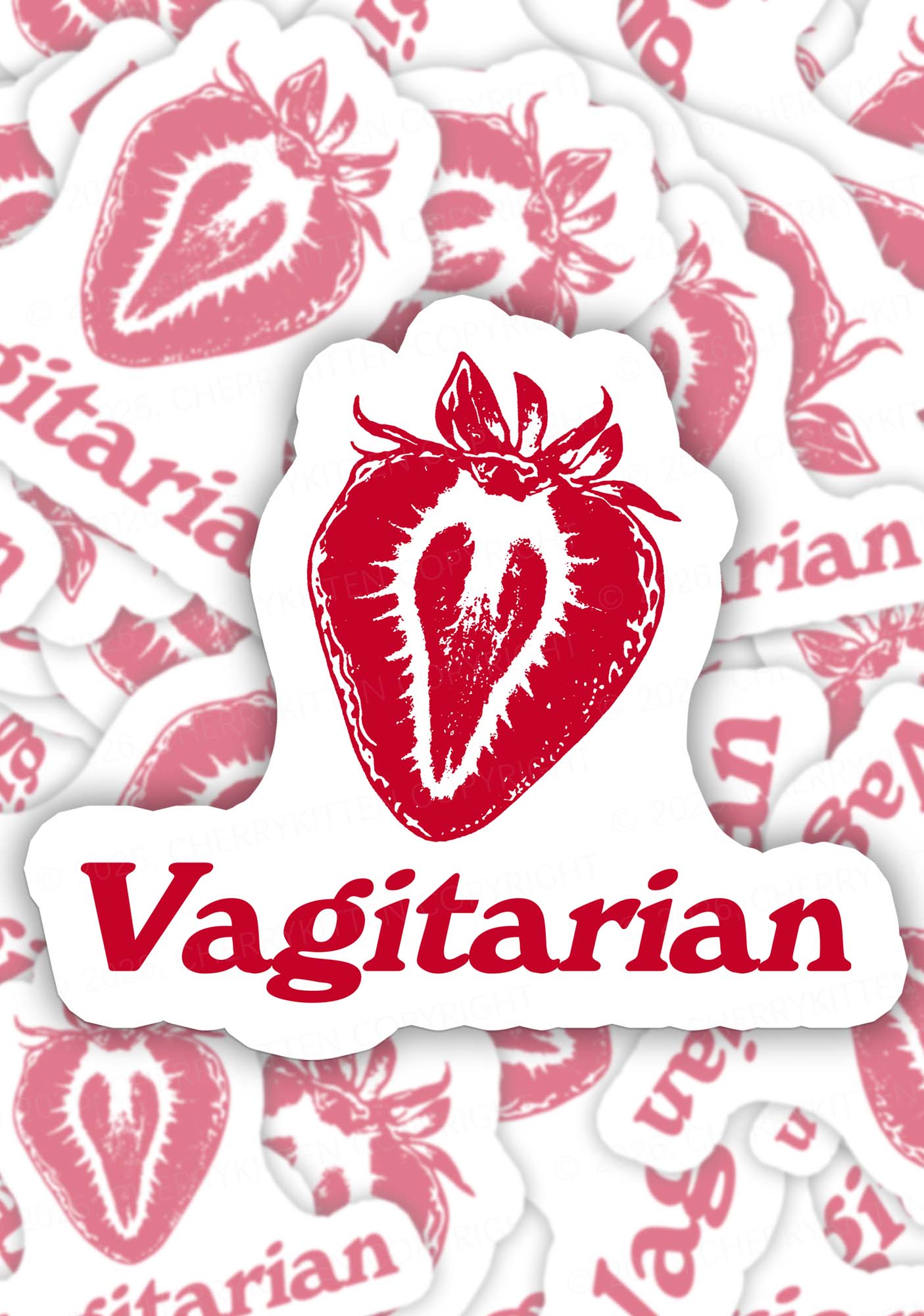 Vagitarian Strawberry Pride 1pc Y2K Sticker Cherrykitten