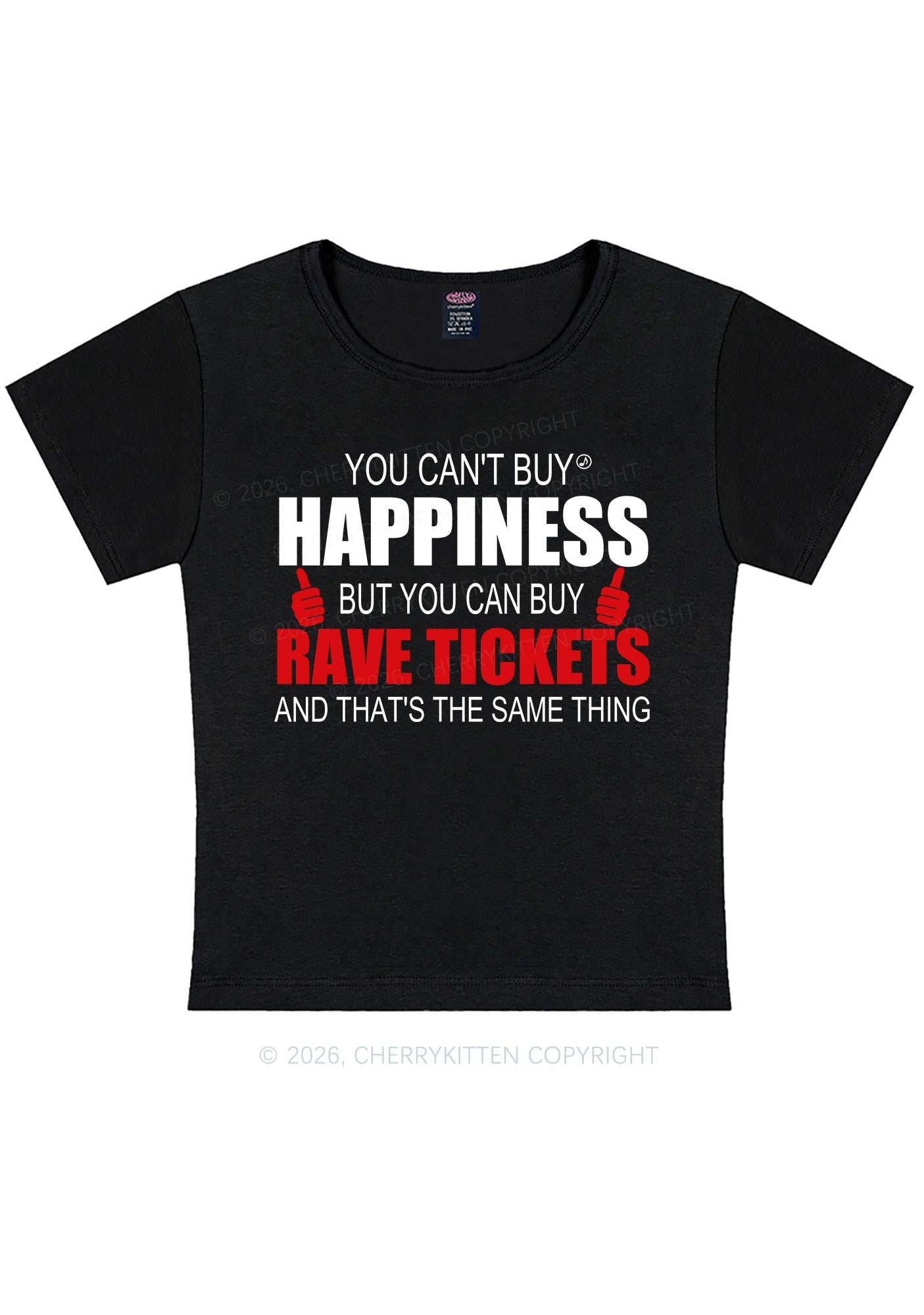 Happiness Rave Tickets Y2K Baby Tee Cherrykitten