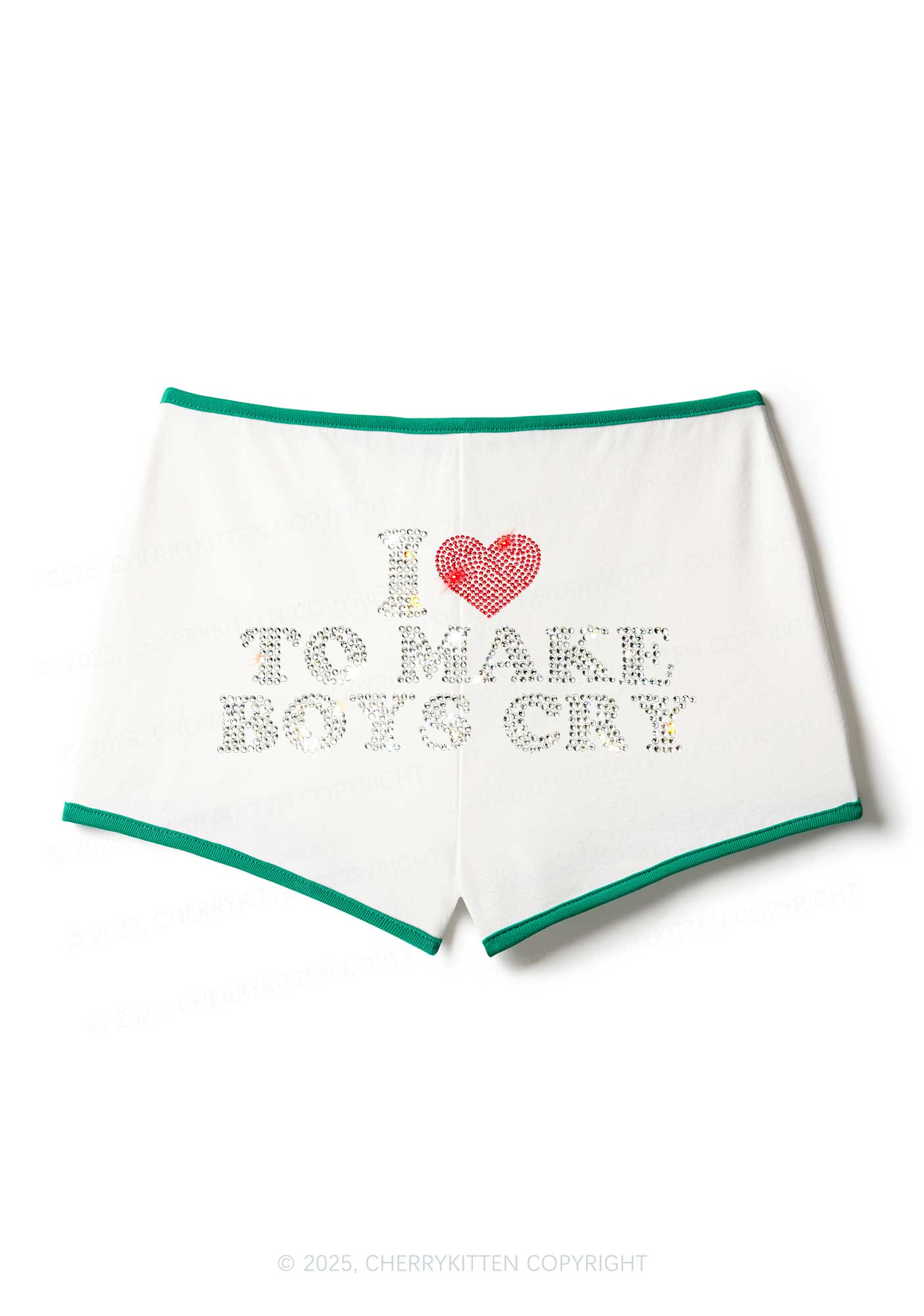 Rhinestone Love To Make Boys Cry Y2K Booty Shorts Cherrykitten
