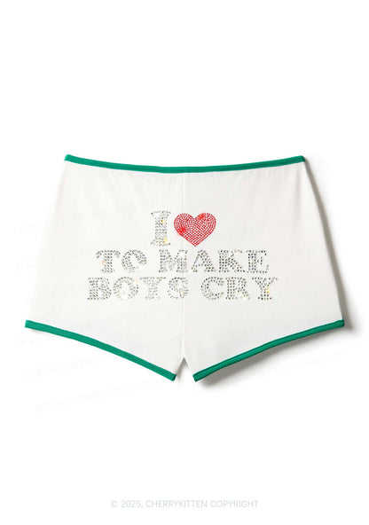 Rhinestone Love To Make Boys Cry Y2K Booty Shorts Cherrykitten