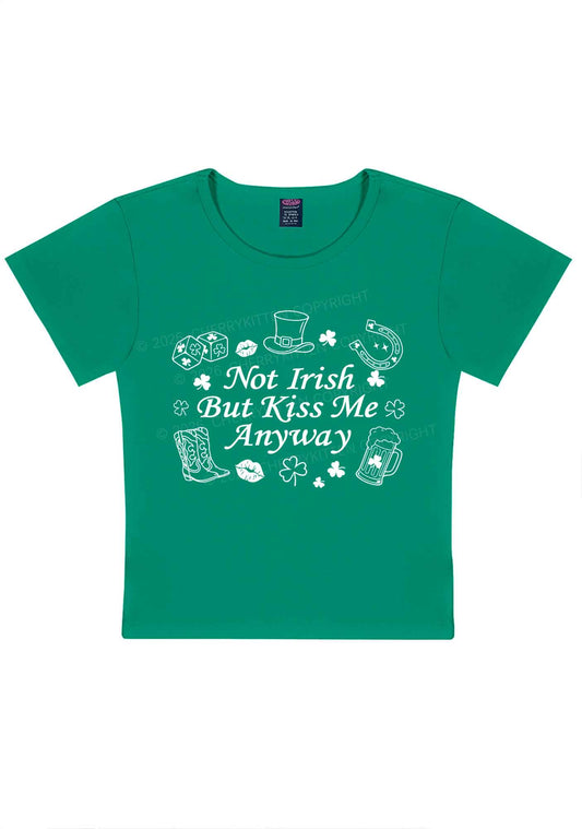 Not Irish Kiss Me Anyway St Patricks Y2K Baby Tee Cherrykitten