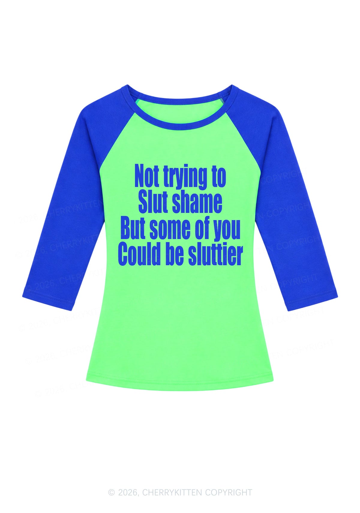 Not Trying To Slxt Shame Y2K Raglan Sleeve Crop Top Cherrykitten