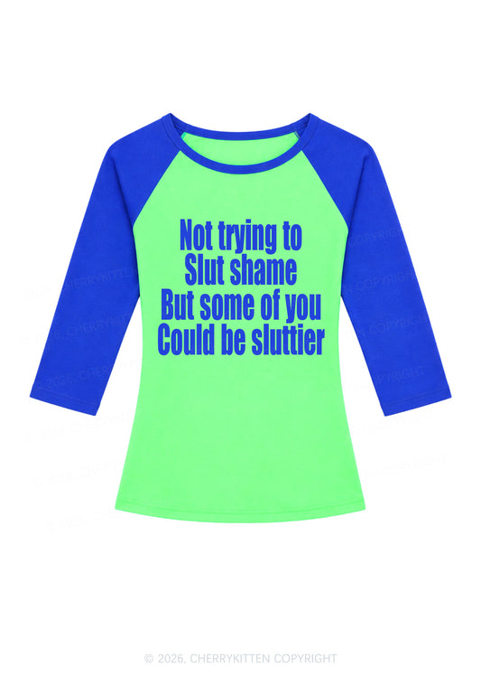 Not Trying To Slxt Shame Y2K Raglan Sleeve Crop Top Cherrykitten