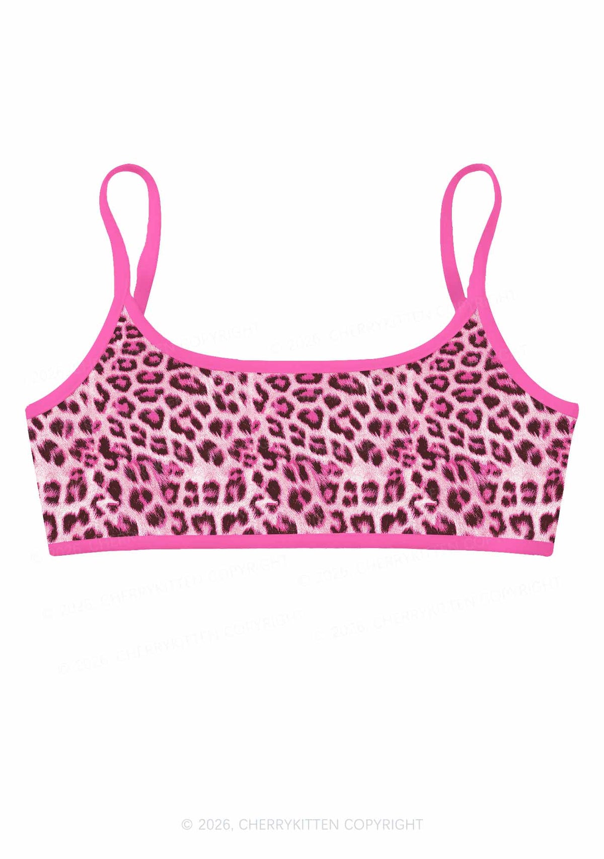 Hot Pink Leopard Y2K Print Super Crop Cami Cherrykitten