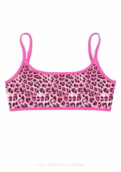 Hot Pink Leopard Y2K Print Super Crop Cami Cherrykitten