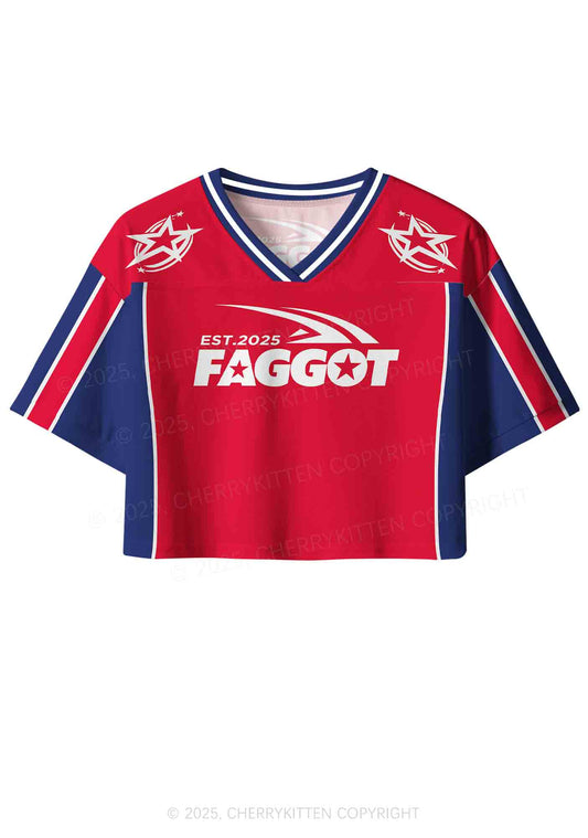 Custom Red Faggot Pride Y2K Crop Sport Jersey Shirts Cherrykitten