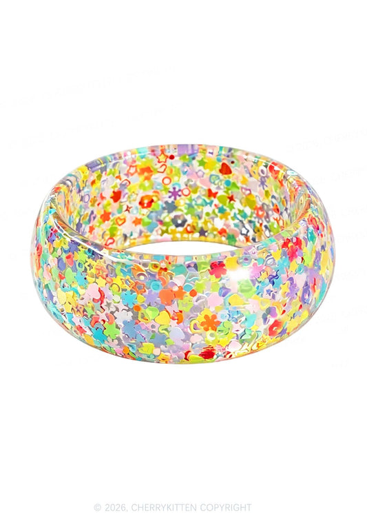 Glitter Sequins Jelly Color Y2K Cuff Bangle Cherrykitten