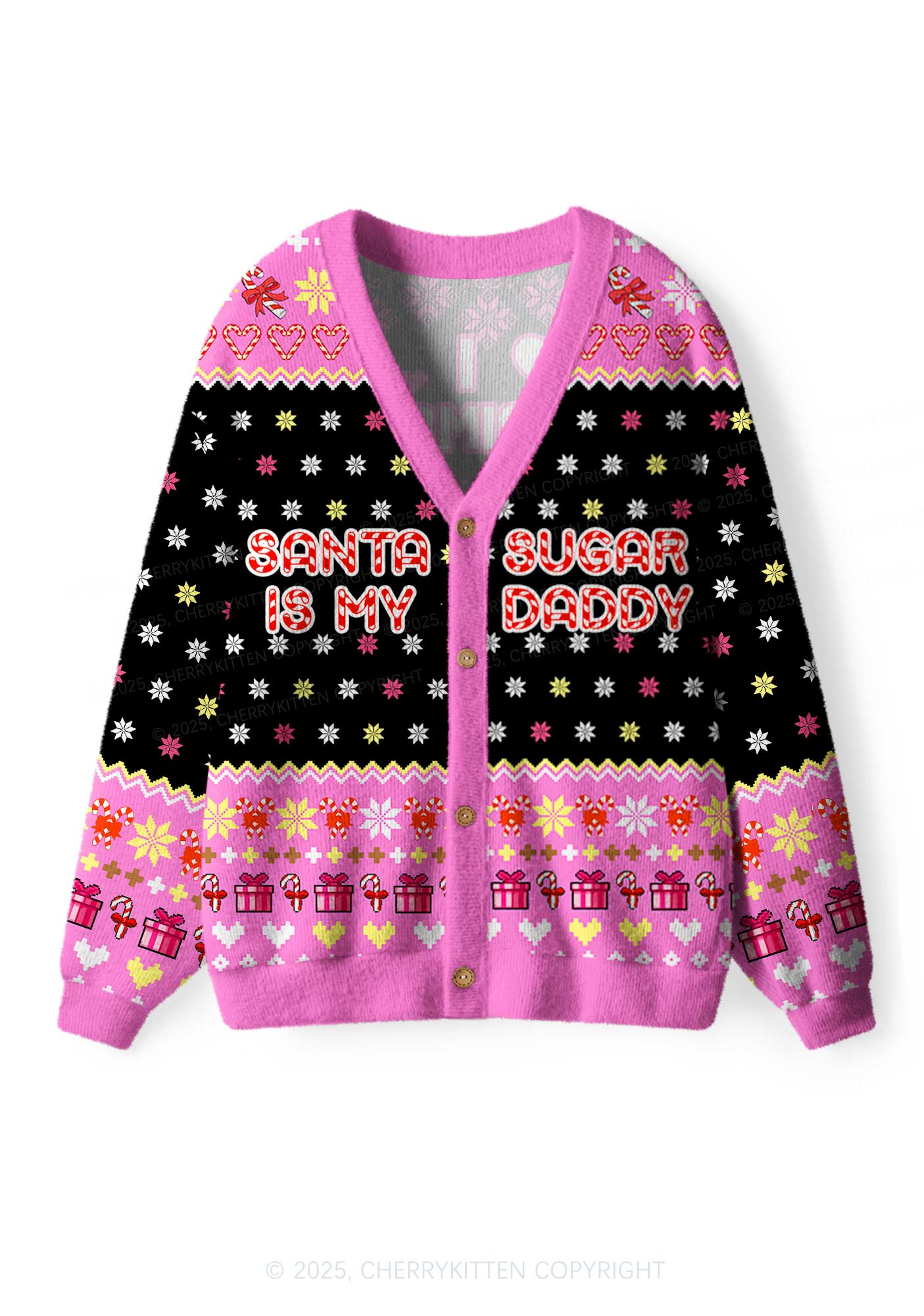 Santa My Sugar Daddy Y2K Christmas Cardigan Knit Sweatshirt Cherrykitten